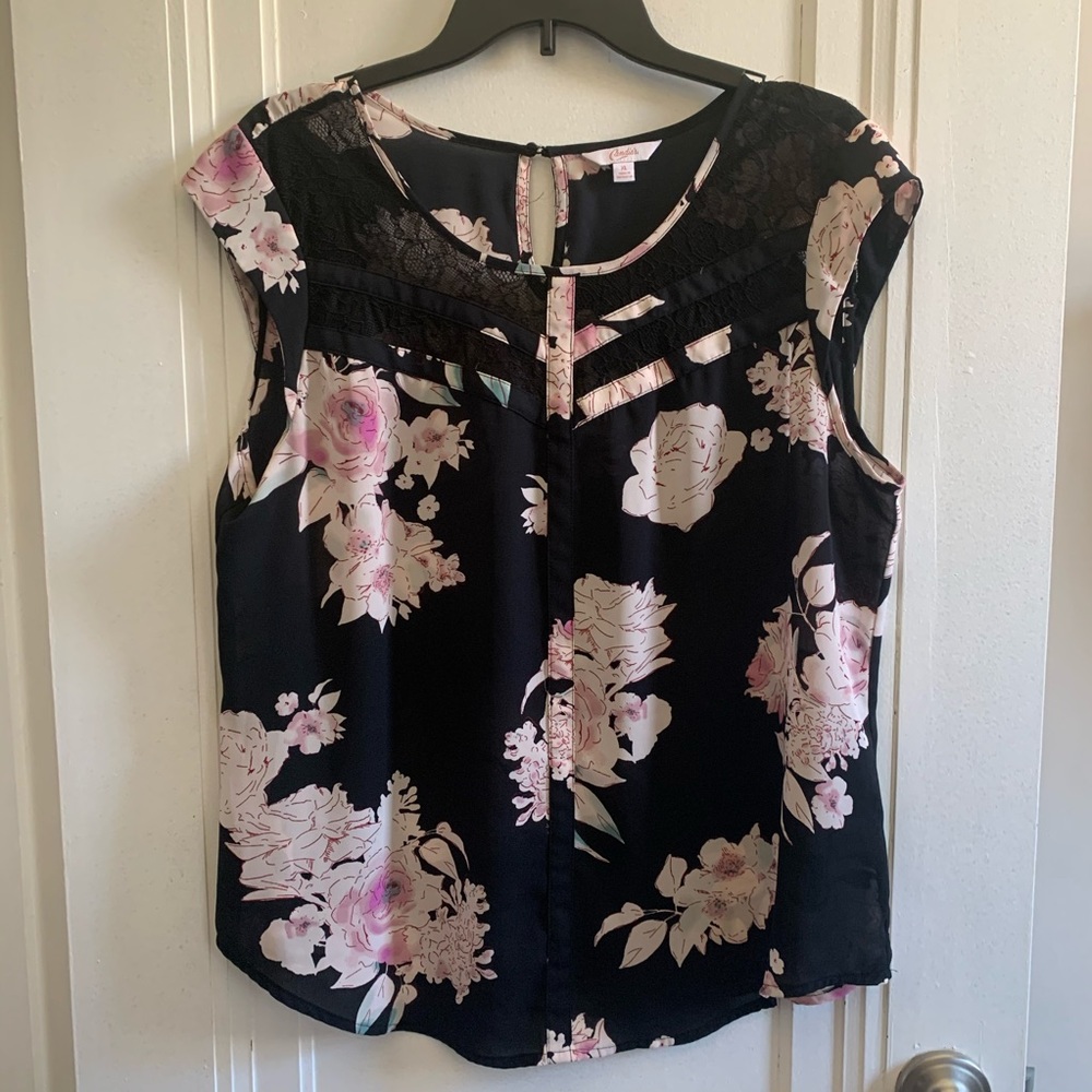 Black and floral blouse
